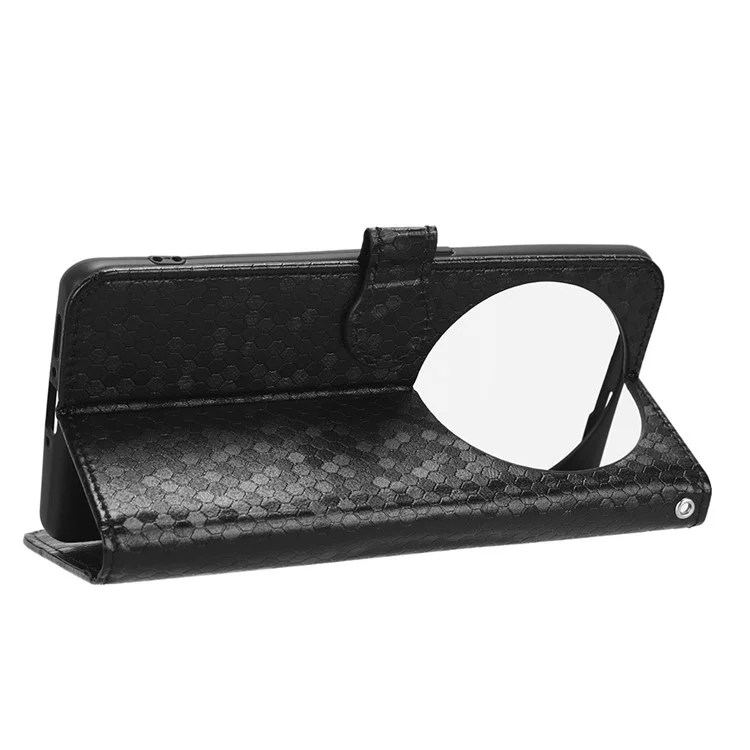 Dot Pattern Imprinted Leather Cover for Oppo Find X6 Wallet Phone Case Anti-Drop Shockproof Stand Phone Shell - Black