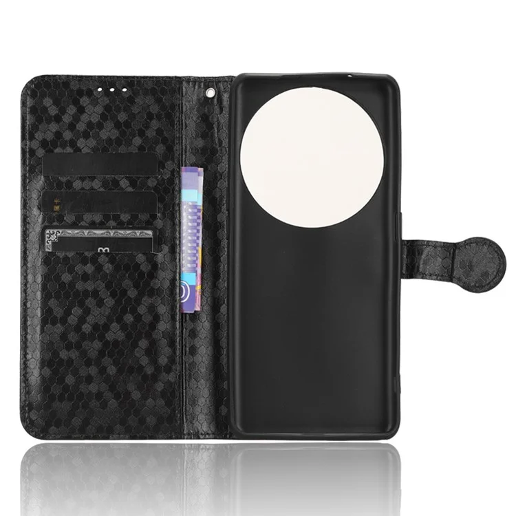 Dot Pattern Imprinted Leather Cover for Oppo Find X6 Wallet Phone Case Anti-Drop Shockproof Stand Phone Shell - Black
