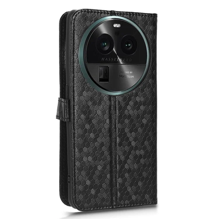 Dot Pattern Imprinted Leather Cover for Oppo Find X6 Wallet Phone Case Anti-Drop Shockproof Stand Phone Shell - Black