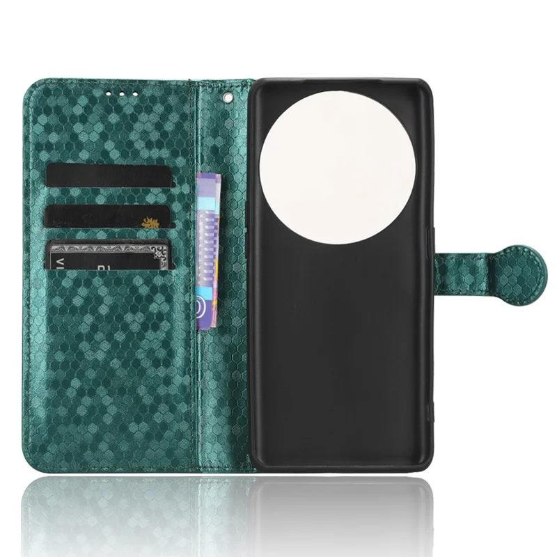 Ledercover mit Punktmuster für das Oppo Find X6 Wallet-Handyhülle, stoßfest, mit Ständer - Grün