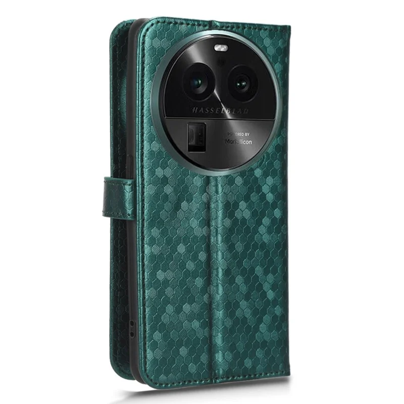 Ledercover mit Punktmuster für das Oppo Find X6 Wallet-Handyhülle, stoßfest, mit Ständer - Grün