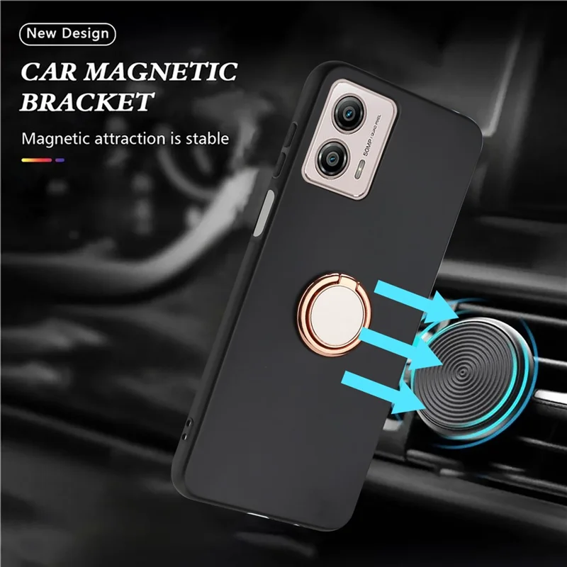 TPU Cover for Motorola Moto G53 5G / G23 4G / G13 4G Matte Phone Protector Case with Ring Kickstand - Rose Gold