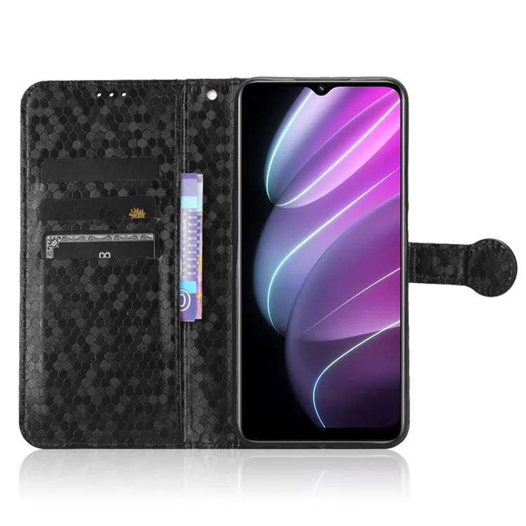 Pour Realme V30 5G / V30t Wallet Phone Case Dot Pattern Imprinted PU Leather Cover avec Stand - Noir