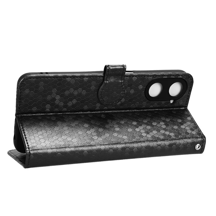 Pour Realme V30 5G / V30t Wallet Phone Case Dot Pattern Imprinted PU Leather Cover avec Stand - Noir