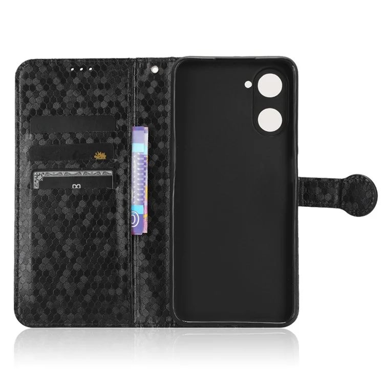 Pour Realme V30 5G / V30t Wallet Phone Case Dot Pattern Imprinted PU Leather Cover avec Stand - Noir
