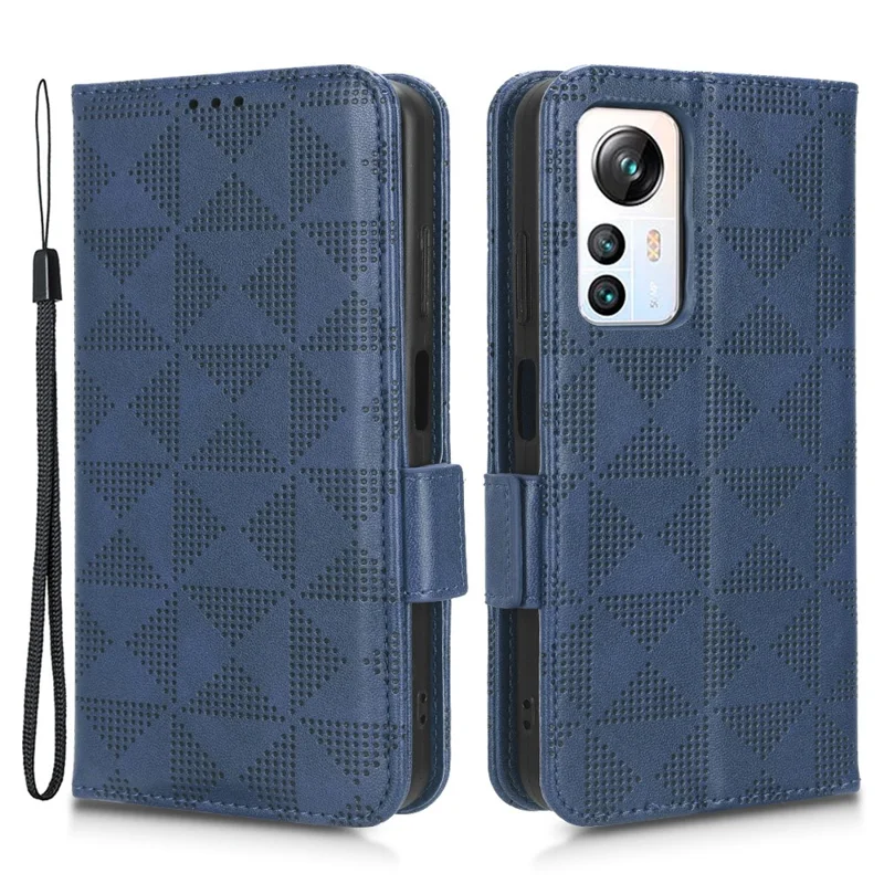 For Blackview A85 Imprinted Triangle Stand Wallet Phone Case TPU+PU Leather Phone Cover - Blue