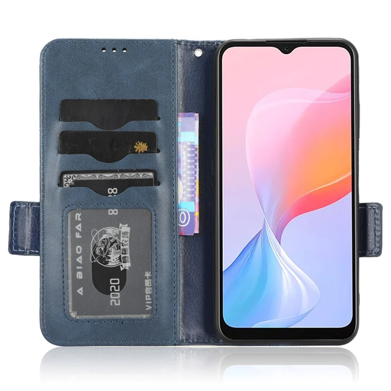 For Blackview A85 Imprinted Triangle Stand Wallet Phone Case TPU+PU Leather Phone Cover - Blue