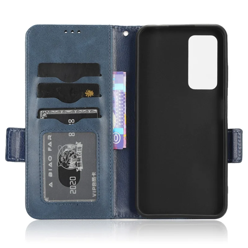 For Blackview A85 Imprinted Triangle Stand Wallet Phone Case TPU+PU Leather Phone Cover - Blue