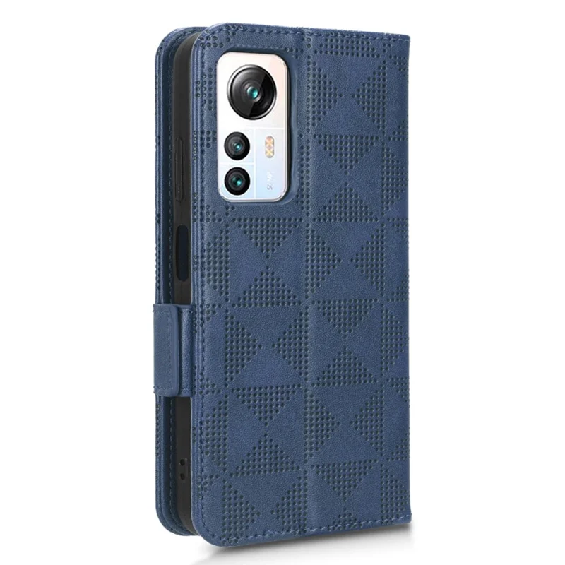 For Blackview A85 Imprinted Triangle Stand Wallet Phone Case TPU+PU Leather Phone Cover - Blue