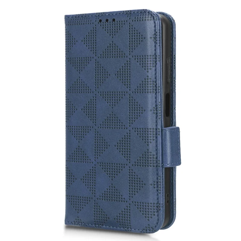 For Blackview A85 Imprinted Triangle Stand Wallet Phone Case TPU+PU Leather Phone Cover - Blue
