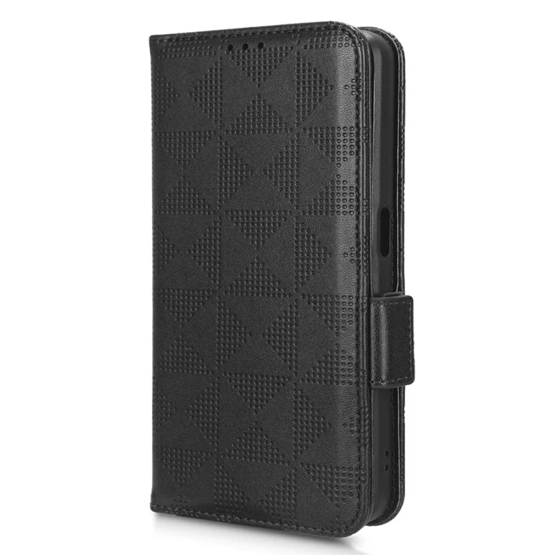 For Realme V30t / V30 5G Shockproof PU Leather Phone Case Imprinted Triangle Stand Wallet Cover - Black