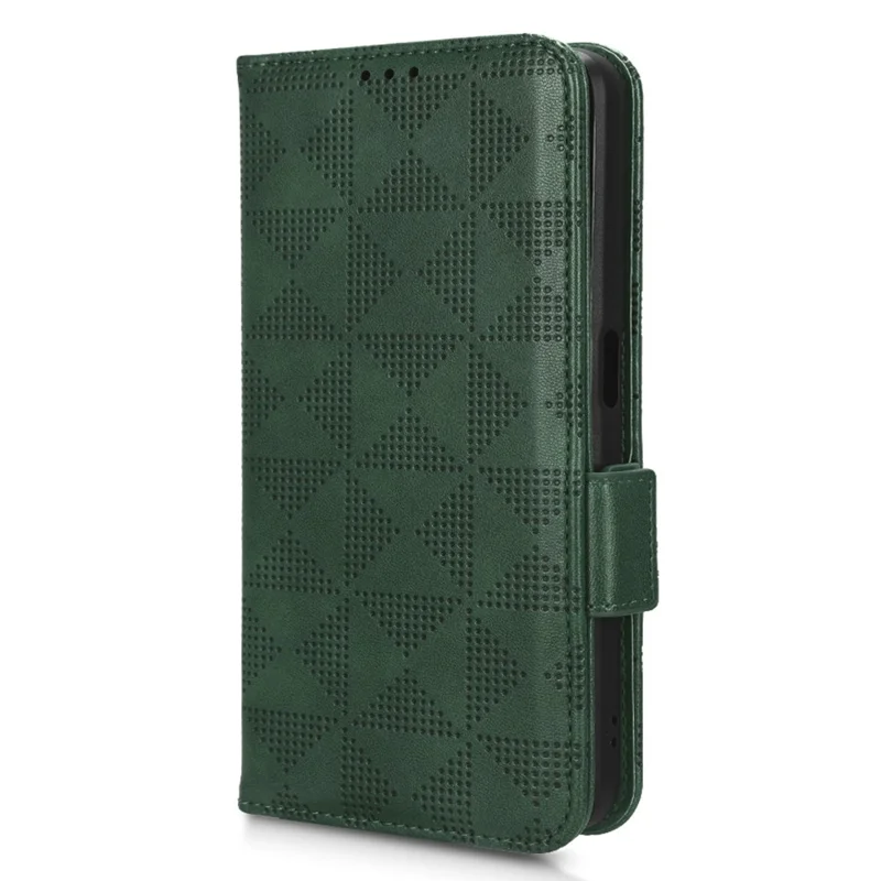 For Realme V30t / V30 5G Shockproof PU Leather Phone Case Imprinted Triangle Stand Wallet Cover - Green