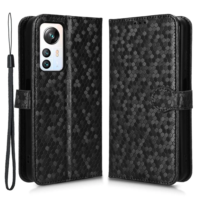 Phone Case for Blackview A85 Wallet Phone Case Dot Pattern Imprinted Leather Cover Shockproof Stand Phone Shell - Black