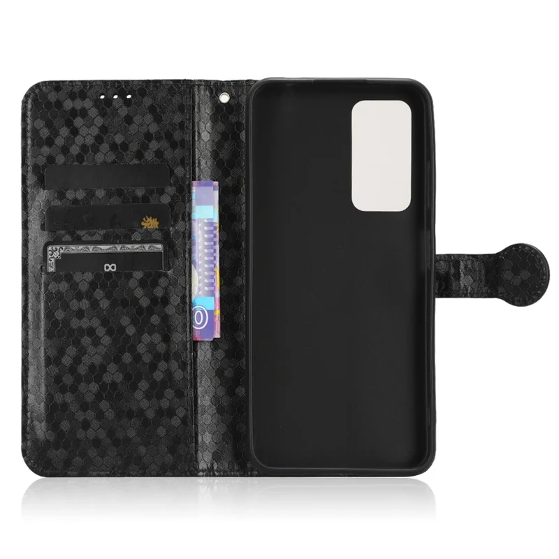 Phone Case for Blackview A85 Wallet Phone Case Dot Pattern Imprinted Leather Cover Shockproof Stand Phone Shell - Black
