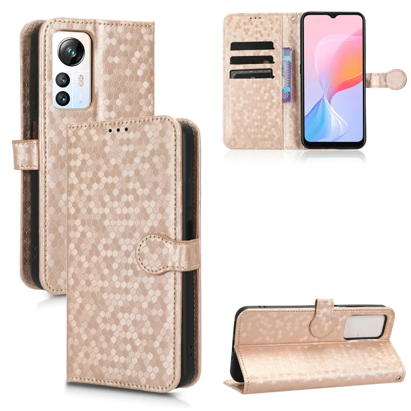 Phone Case for Blackview A85 Wallet Phone Case Dot Pattern Imprinted Leather Cover Shockproof Stand Phone Shell - Rose Gold