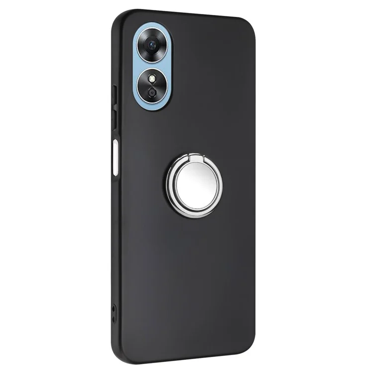 Para Oppo A17 4G / A17k 4G Matte TPU Phone Case Anel Kickstand Bump Proof Cover Support Car Magnet Mount - Prata