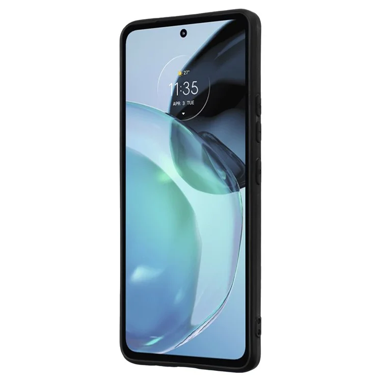 Para Motorola Moto G72 4G Funda de teléfono con textura mate TPU Anillo Soporte Protectora Soporte Montaje magnético - Negro