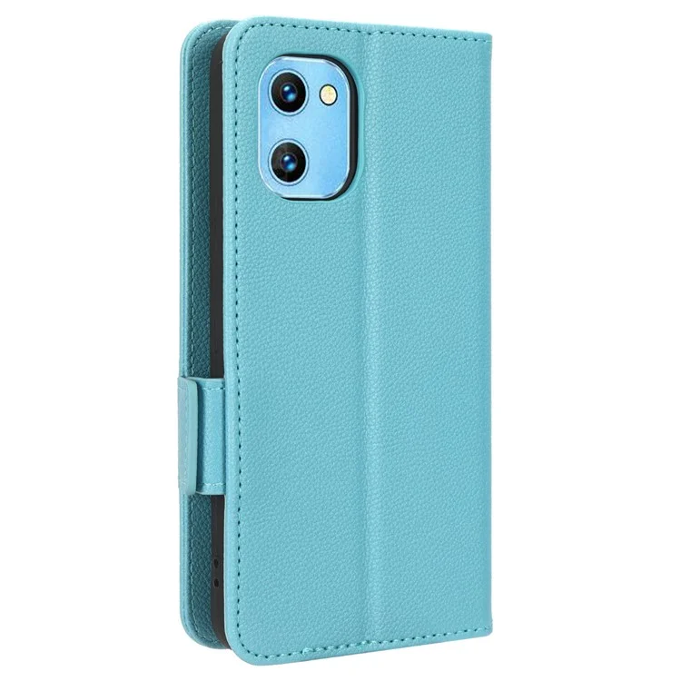 Für Umidigi G1 / G1 Max PU-Lederhülle Litchi-Textur Folio Flip Wallet Stand Handyhülle - Baby Blau