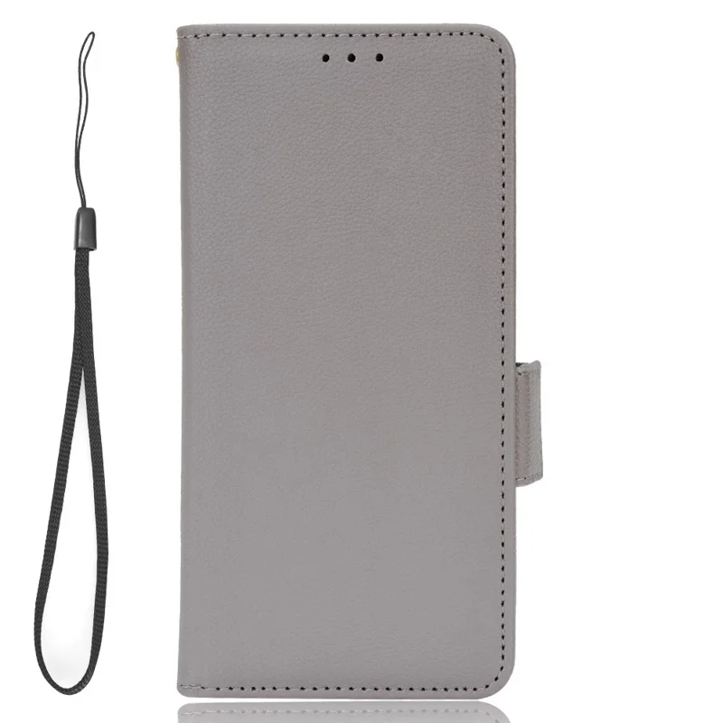 For Umidigi G1 / G1 Max PU Leather Case Litchi Texture Folio Flip Wallet Stand Phone Cover - Grey