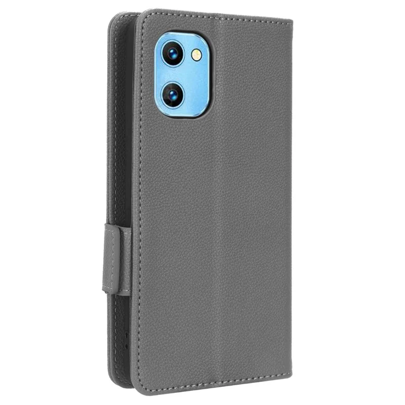 For Umidigi G1 / G1 Max PU Leather Case Litchi Texture Folio Flip Wallet Stand Phone Cover - Grey