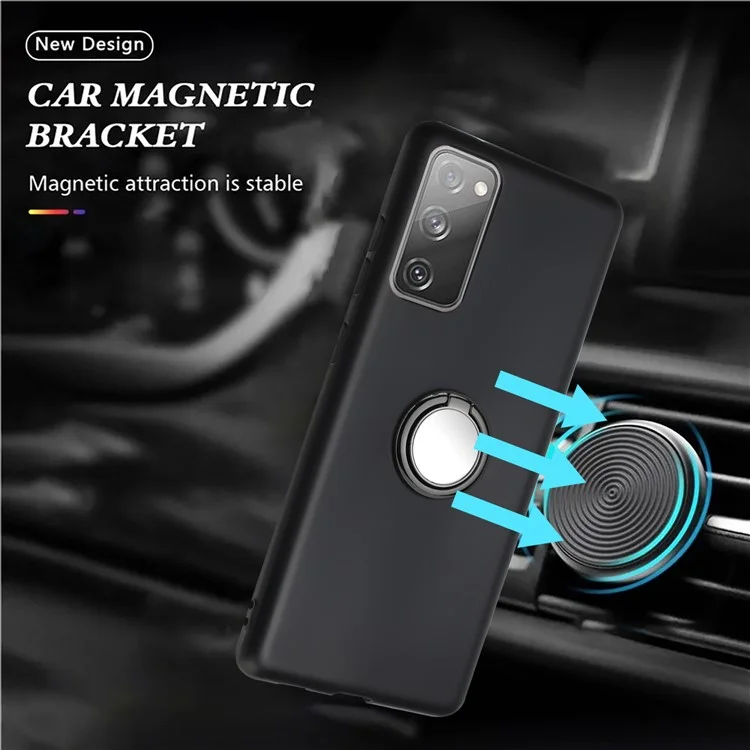 Pour Samsung Galaxy S20 FE / S20 FE 5G / S20 FE 2022 / S20 Lite Housse de téléphone TPU mate avec support de bague - Noir