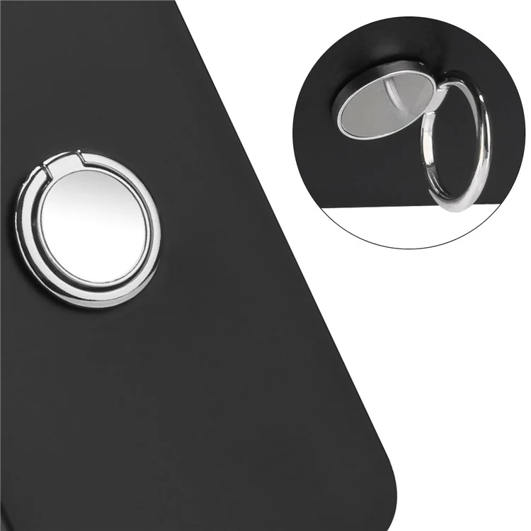Cellphone Cover for iPhone 14 Pro Ring Kickstand Matte TPU Phone Case Support Car Magnet Mount - Silver