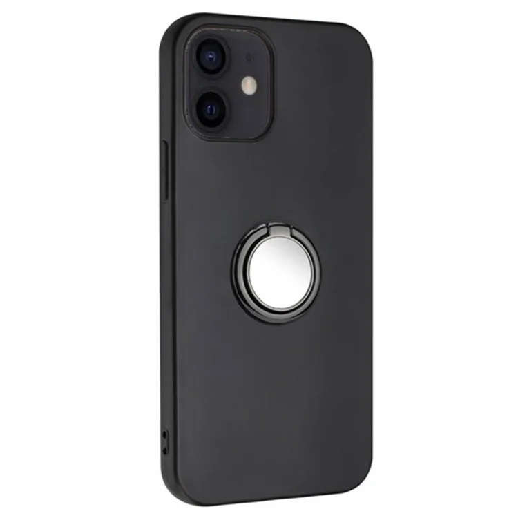 Coque TPU pour iPhone 12 mini 5.4 pouces avec anneau de maintien, support de voiture aimanté - Noir