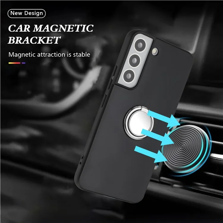 Capa Protetora TPU com Suporte para Kickstand para Samsung Galaxy S21 FE 5G Matte Phone Case Suporte para Montagem Magnética de Carro - Prata