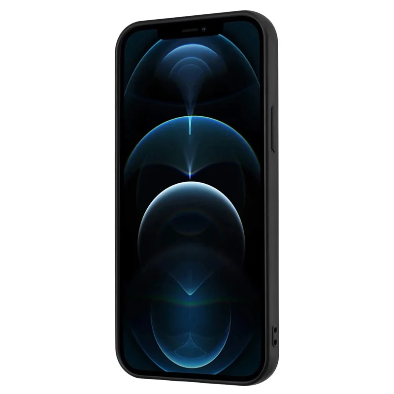 Mobile Phone Shell for iPhone 12 / 12 Pro 6.1 inch Ring Holder Kickstand Matte TPU Cover Support Car Magnet Mount - Black