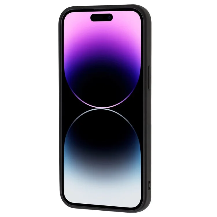 Pour iPhone 14 Pro Max Soft TPU Cover Frosted Mobile Phone Shell avec support de bague rotative - Noir