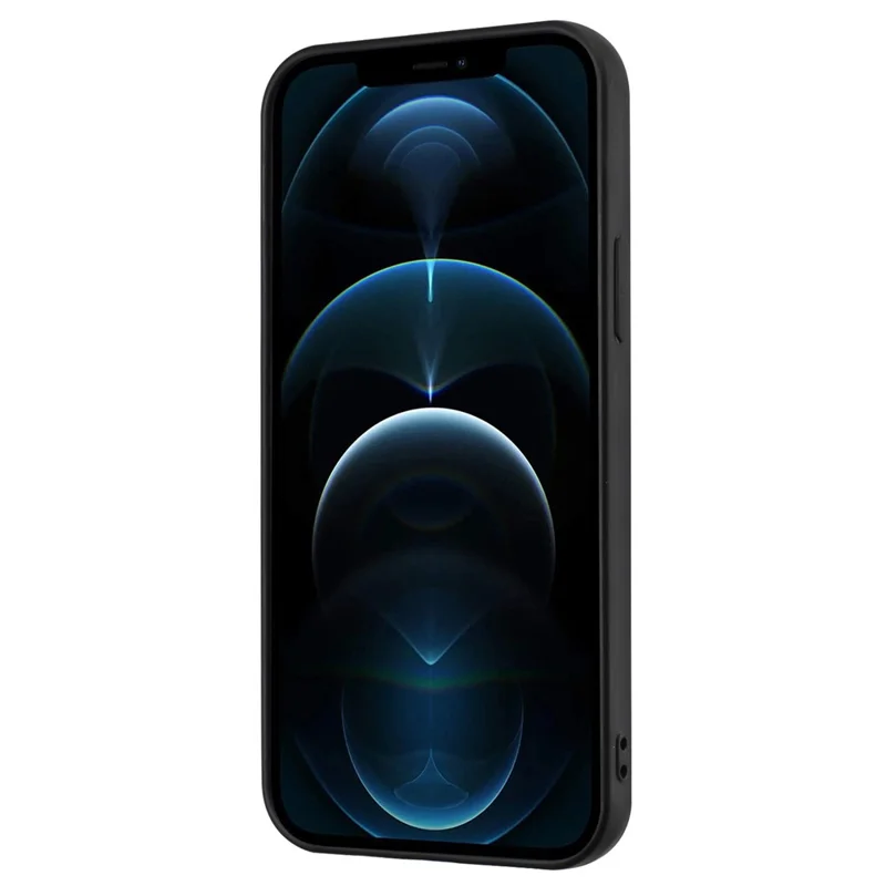 För iPhone 12 Pro Max 6,7 tum matt skal, TPU-hölje med ringhållare och ställfot - Svart