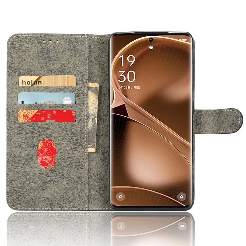 For Oppo Find X6 Pro PU Leather Phone Cover RFID Blocking Wallet Stand Case with Strap - Blue
