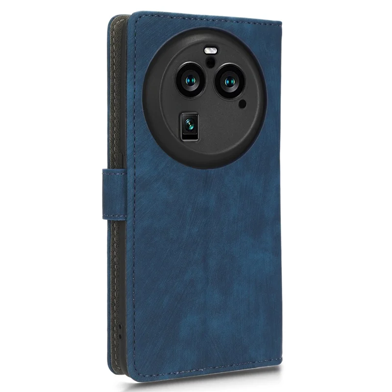 For Oppo Find X6 Pro PU Leather Phone Cover RFID Blocking Wallet Stand Case with Strap - Blue