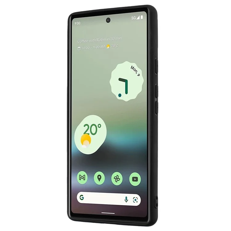 Pour Google Pixel 6a Matte Texture Flexible TPU Phone Case Ring Kickstand Cover Support Car Magnet Mount - Noir