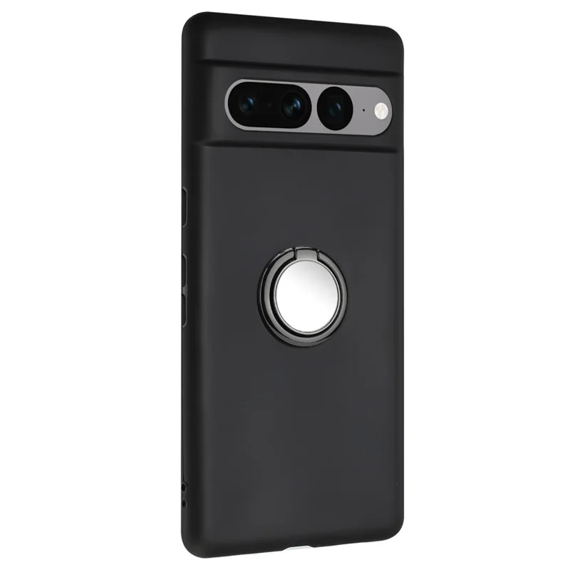 Per Google Pixel 7 Pro 5G Protezione posteriore TPU Cover in Custodia per telefono con supporto ad anello - Nero