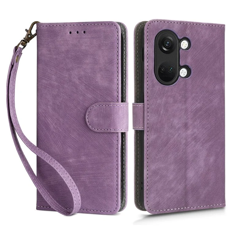 Per OnePlus Nord 3 5G / Ace 2V Supporto per cellulare Custodia in pelle PU con blocco RFID Portafoglio Cover con tracolla - Viola