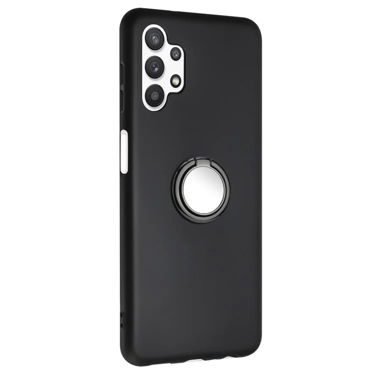 Per Samsung Galaxy A32 5G / M32 5G Anello di supporto a specchio Custodia in TPU senza impronte digitali - Nero