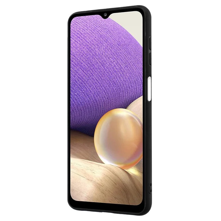 Per Samsung Galaxy A32 5G / M32 5G Anello di supporto a specchio Custodia in TPU senza impronte digitali - Nero