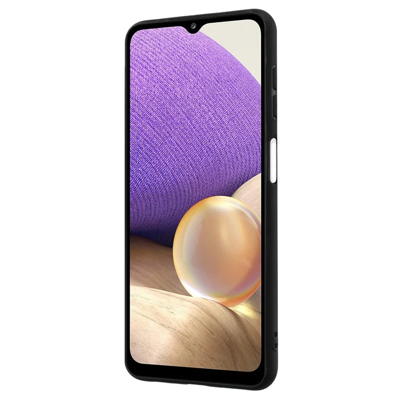Matte Phone Cover for Samsung Galaxy A32 4G (EU Version) Drop-proof Mirror-like Ring Kickstand TPU Case - Silver