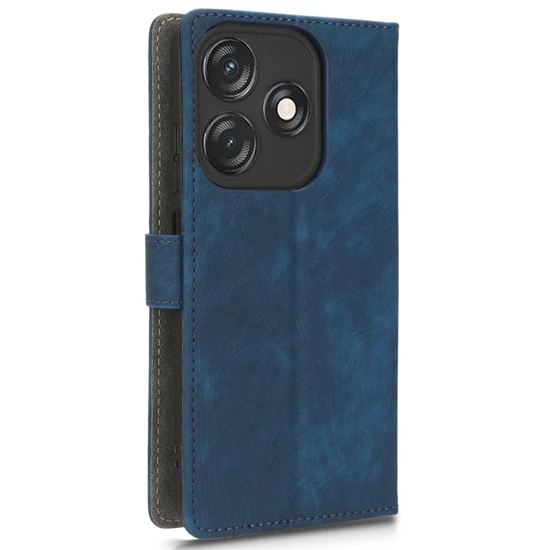 For TECNO Spark 10C RFID Blocking Wallet Cover Phone Stand Case PU Leather Shell with Strap - Blue