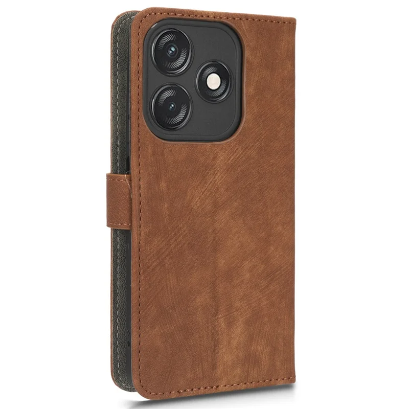 Til TECNO Spark 10C RFID-blokerende wallet-cover med støttestativ, PU-læderet skal med rem - Brun
