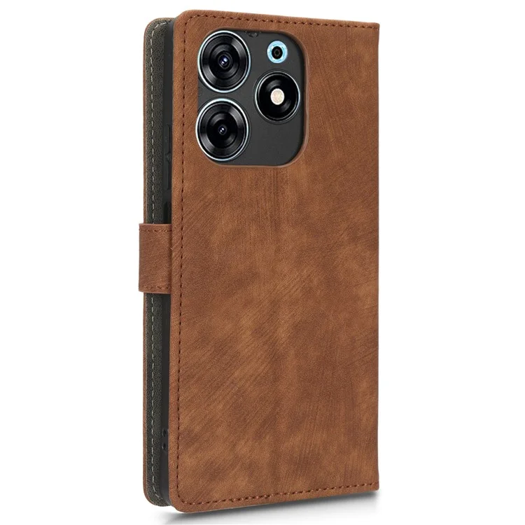 Para TECNO Spark 10 Pro KI7 Capa de Telefone Móvel Stand Case PU Leather RFID Blocking Wallet com Alça - Marrom
