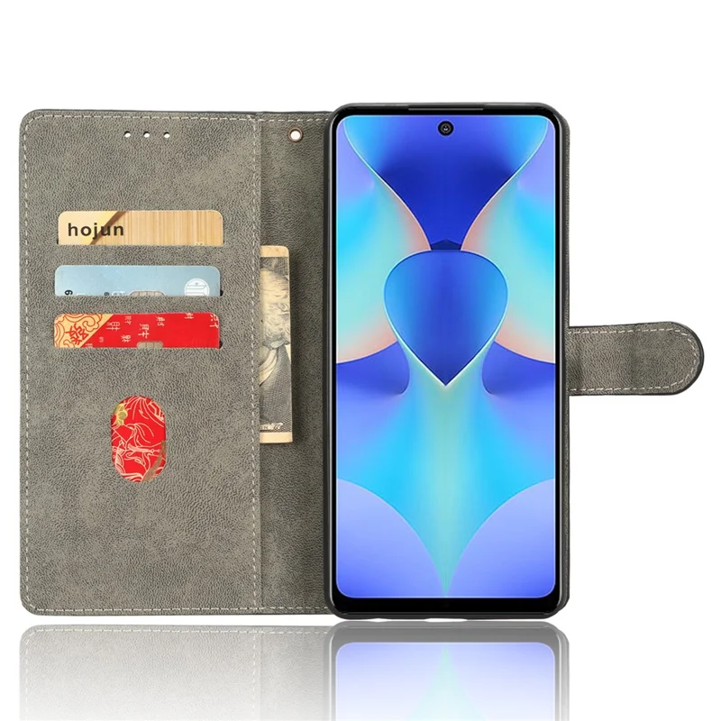 For TECNO Spark 10 Pro KI7 Mobile Phone Cover Stand Case PU Leather RFID Blocking Wallet with Strap - Blue