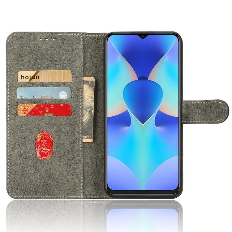 Funda de cartera con bloqueo RFID para TECNO Spark 10, soporte para teléfono Funda de teléfono celular de cuero PU antiarañazos con correa - Azul
