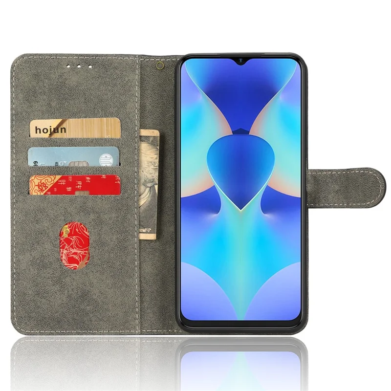 RFID Blocking Wallet Cover for TECNO Spark 10 , Phone Stand Anti-Scratch PU Leather Cell Phone Case with Strap - Brown