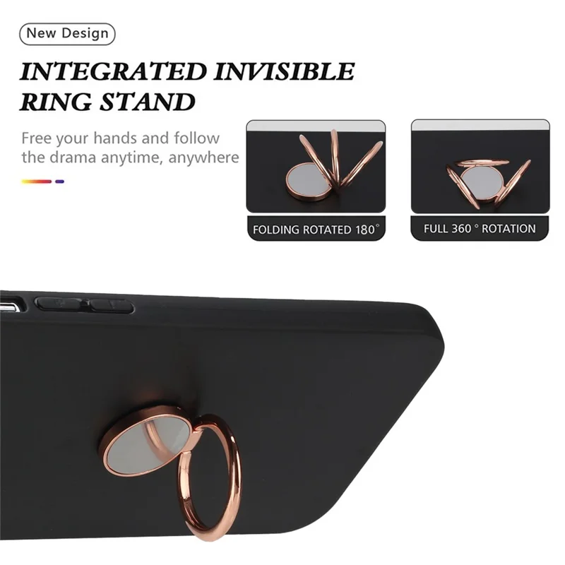 Для Samsung Galaxy A52 4G / 5G / A52s 5G Ring Kickstand Matte TPU Case Cell Phone Protector Cover - Rose Gold