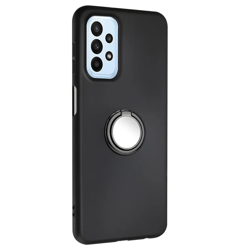 För Samsung Galaxy A52 4G / 5G / A52s 5G Ringhållare Kickstand Matt TPU Skal Mobiltelefon Skyddshölse - Svart