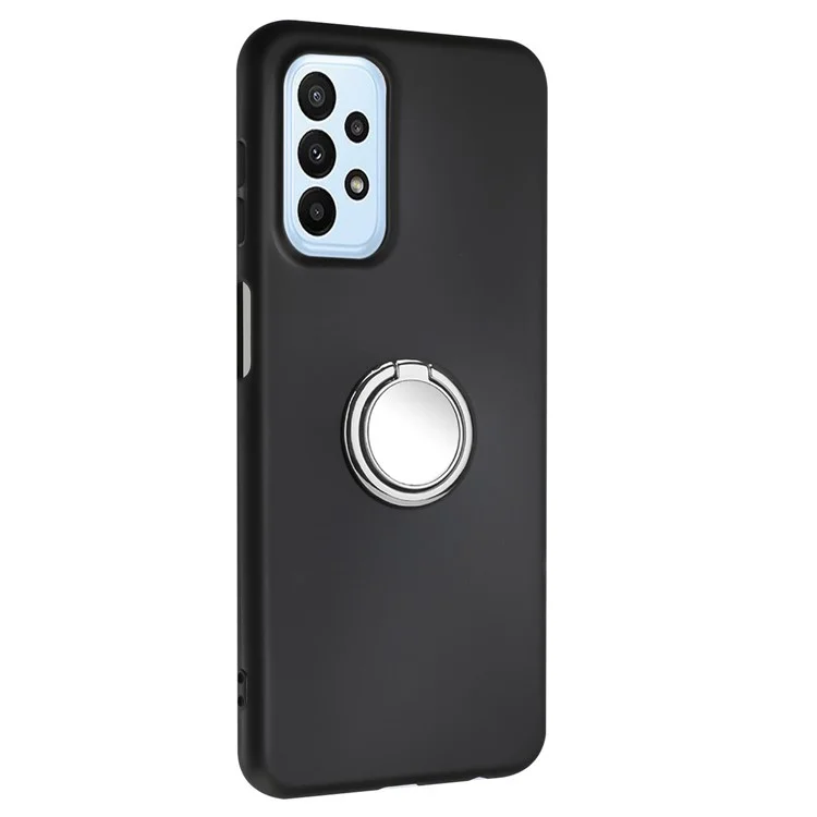 Per Samsung Galaxy A73 5G Custodia rigida a specchio con supporto ad anello TPU - Argento