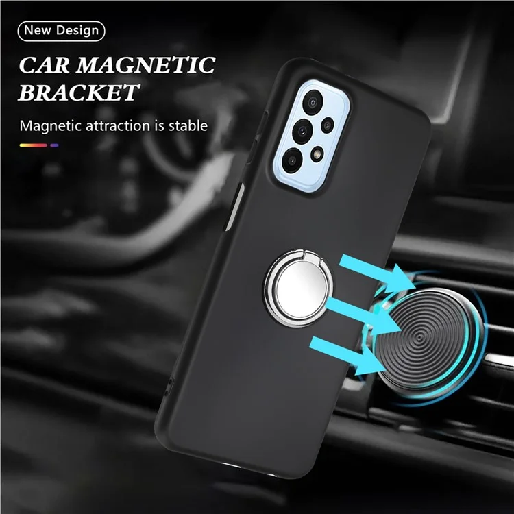 Per Samsung Galaxy A73 5G Custodia rigida a specchio con supporto ad anello TPU - Argento