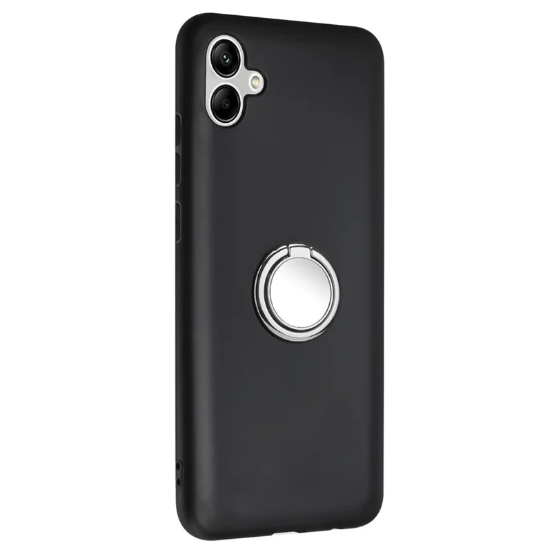 Für Samsung Galaxy A04e 4G / F04 4G / M04 4G Handyhülle, matte TPU-Hülle mit Ringständer - Silber